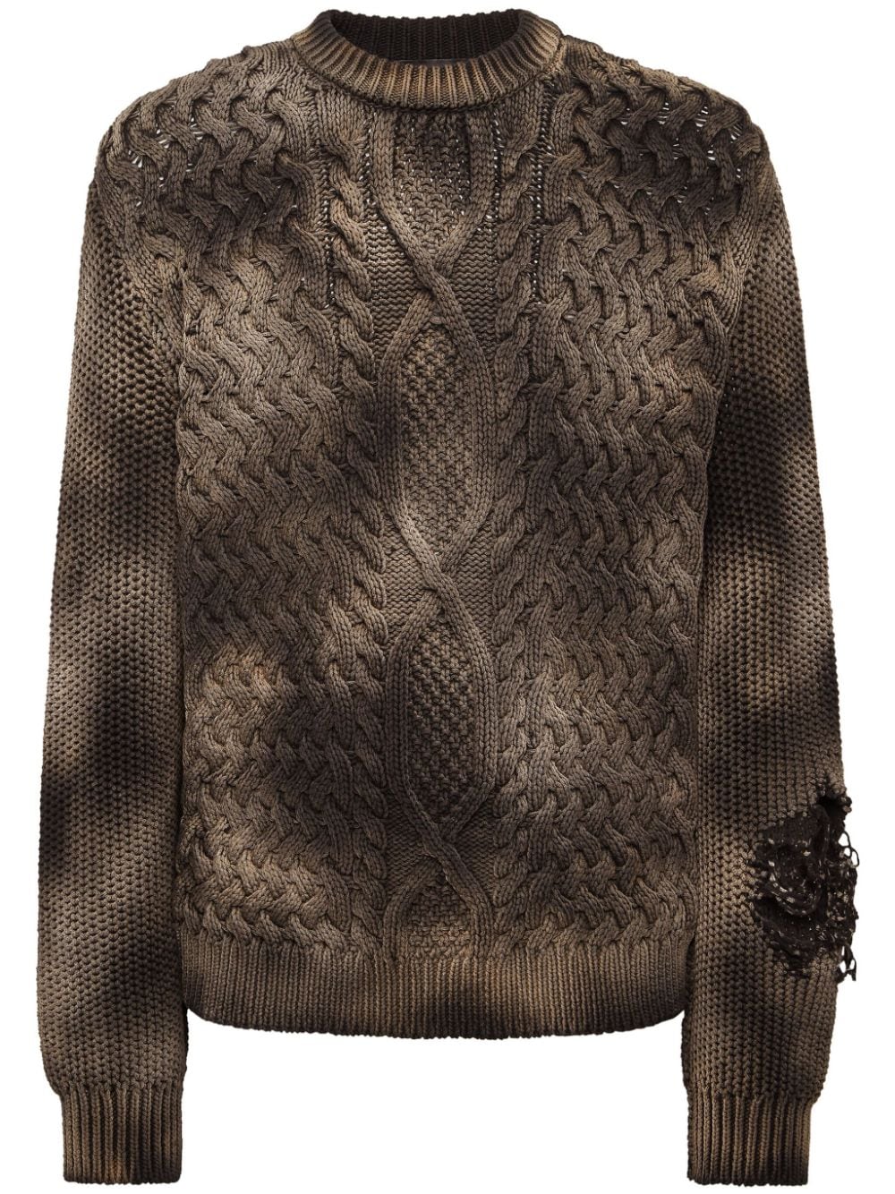 Philipp Plein cable-knit distressed jumper - Brown von Philipp Plein