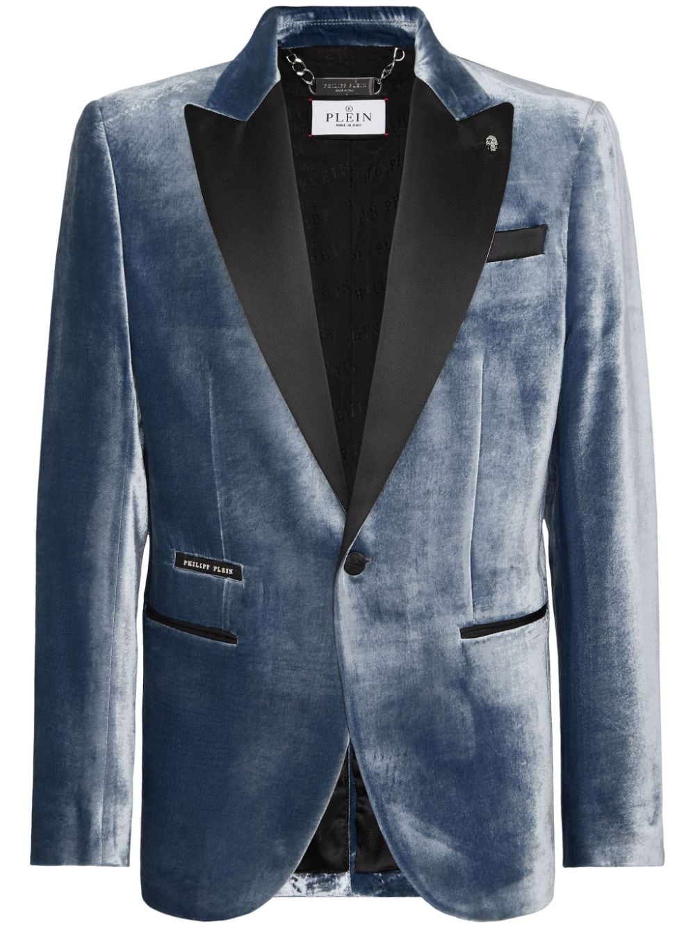 Philipp Plein contrast-lapel velvet blazer - Blue von Philipp Plein