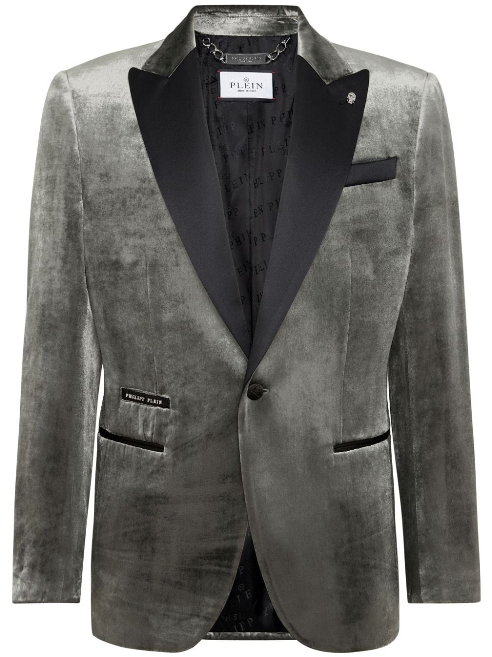 Philipp Plein contrast-lapel velvet blazer - Grey von Philipp Plein