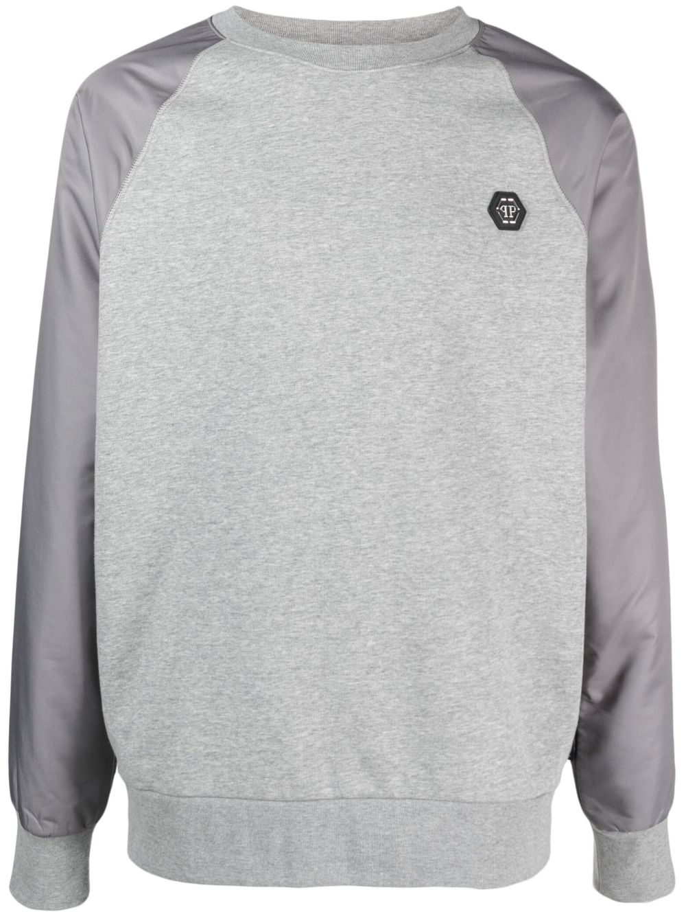 Philipp Plein contrast-sleeve logo-patch sweatshirt - Grey von Philipp Plein