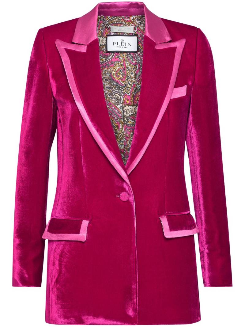 Philipp Plein contrasting-trim velvet blazer - Pink von Philipp Plein