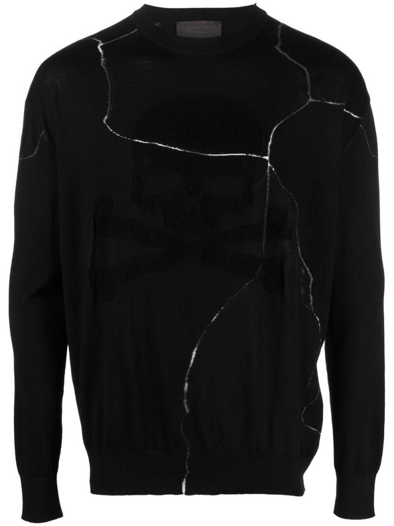 Philipp Plein cracked-effect wool jumper - Black von Philipp Plein