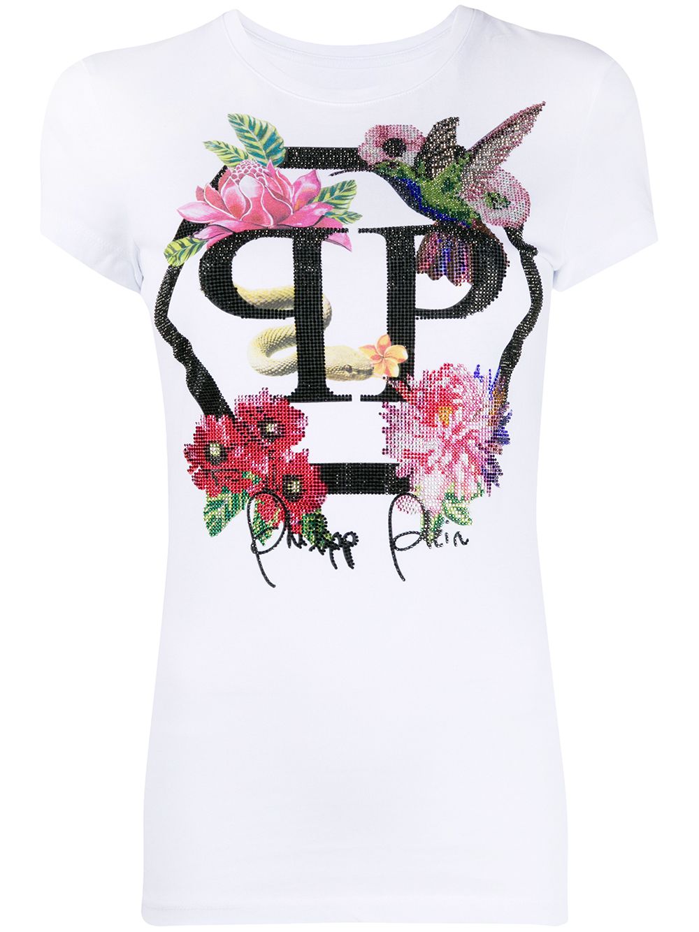 Philipp Plein crew neck crystal-embellished T-shirt - White von Philipp Plein