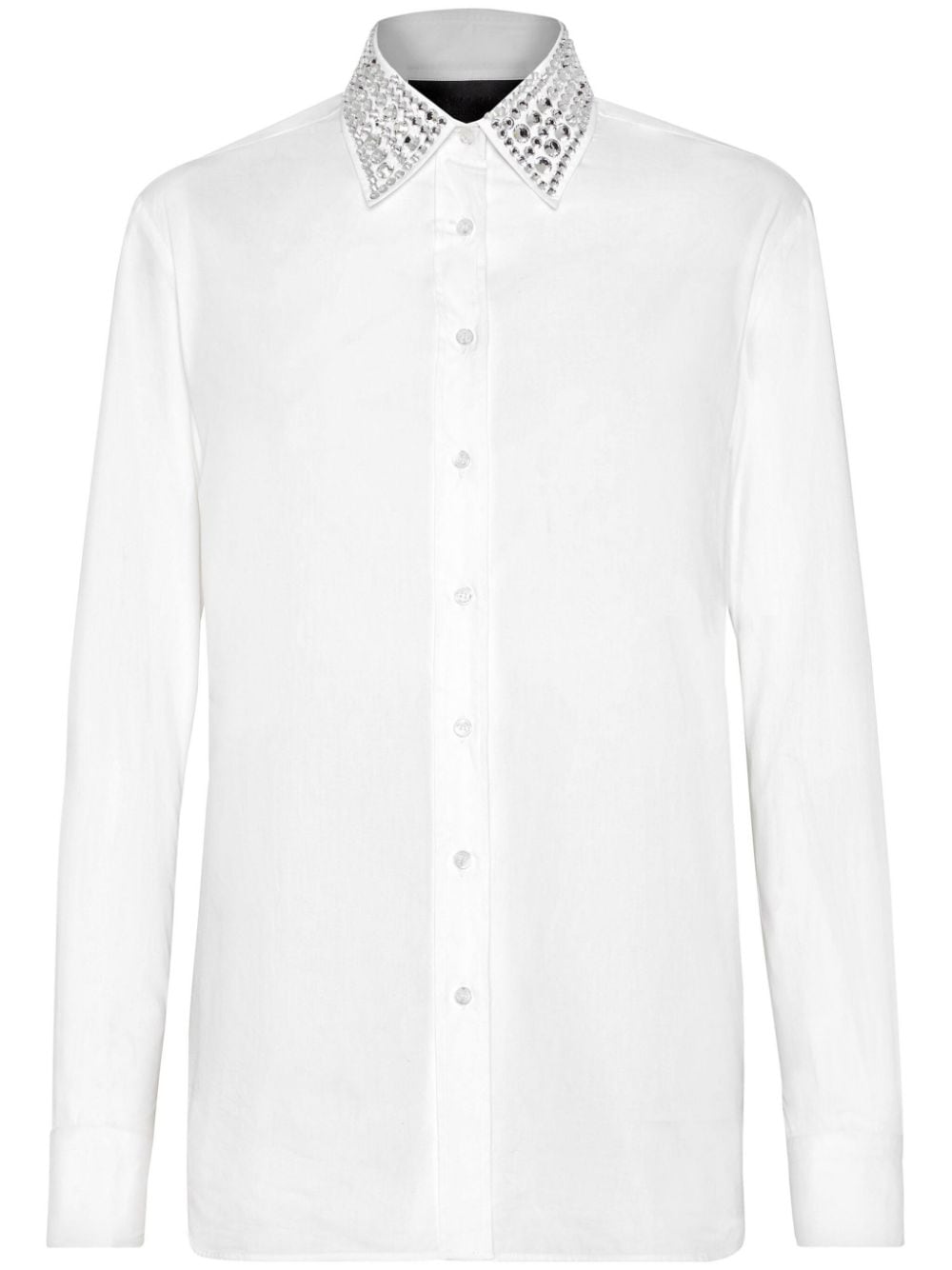 Philipp Plein crystal embellished-collar cotton shirt - White von Philipp Plein