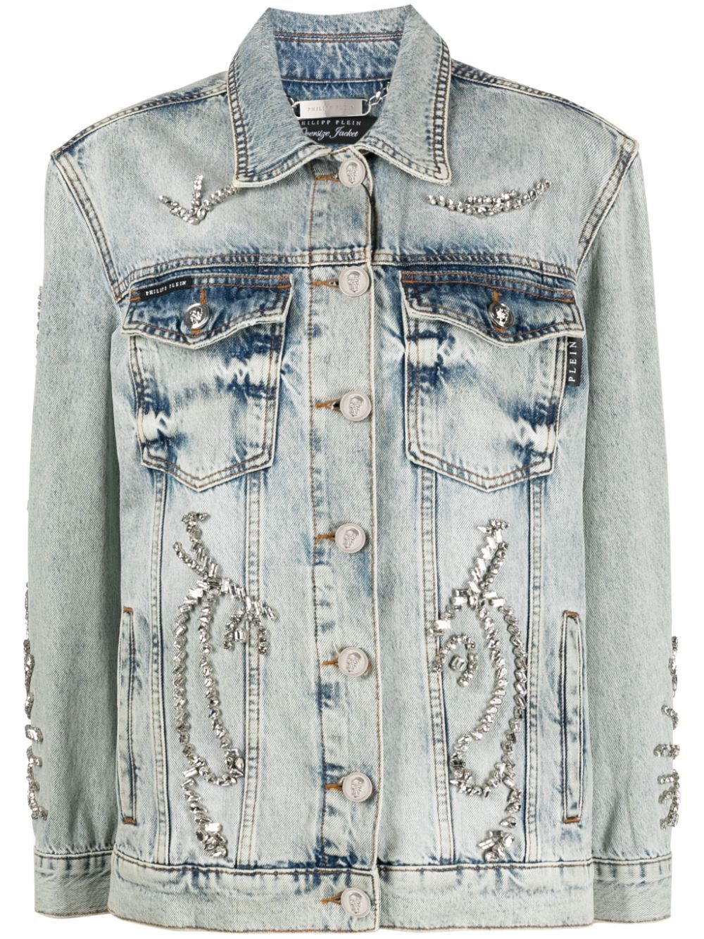 Philipp Plein crystal-embellished denim jacket - Blue von Philipp Plein