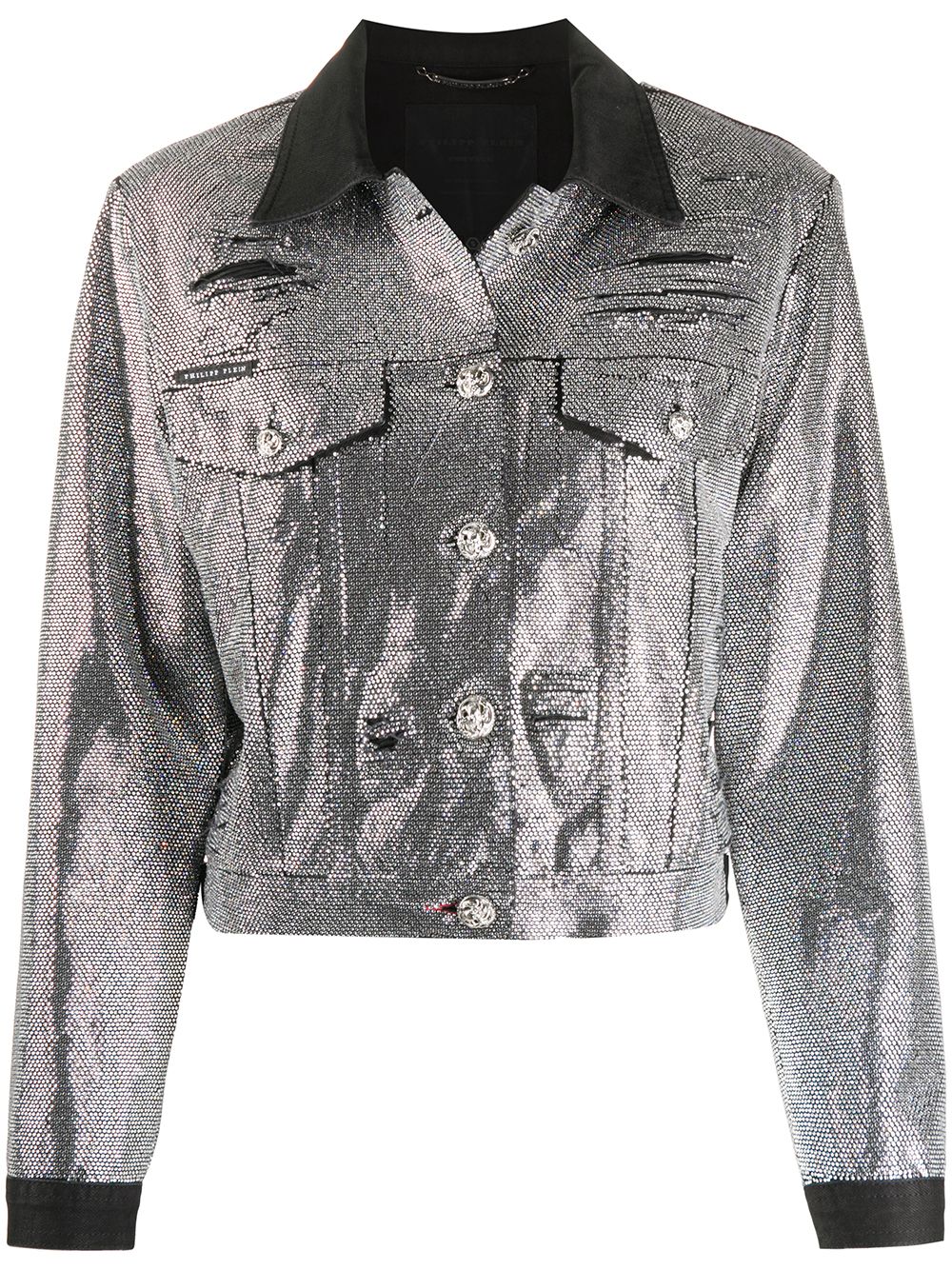 Philipp Plein crystal-embellished denim jacket - Silver von Philipp Plein