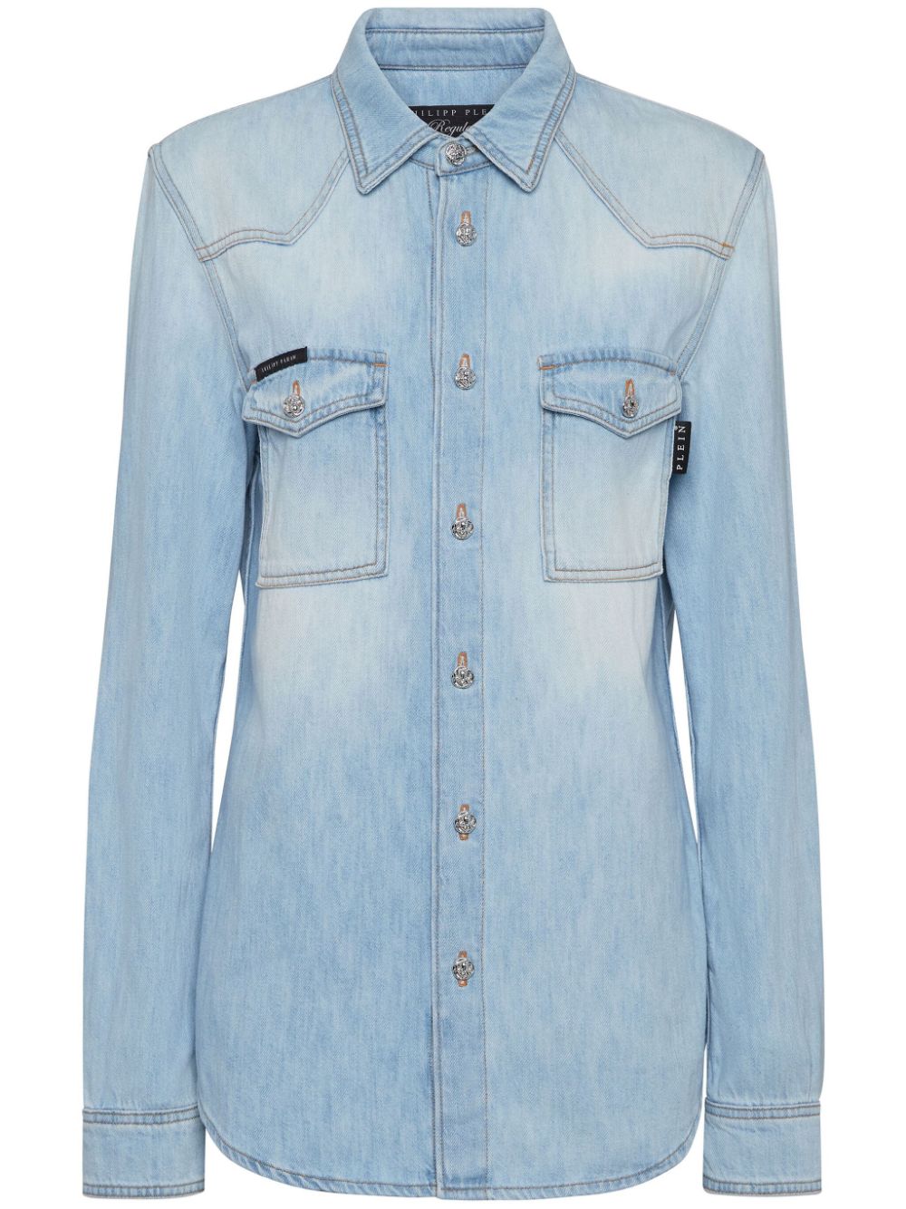 Philipp Plein crystal-embellished denim shirt - Blue von Philipp Plein