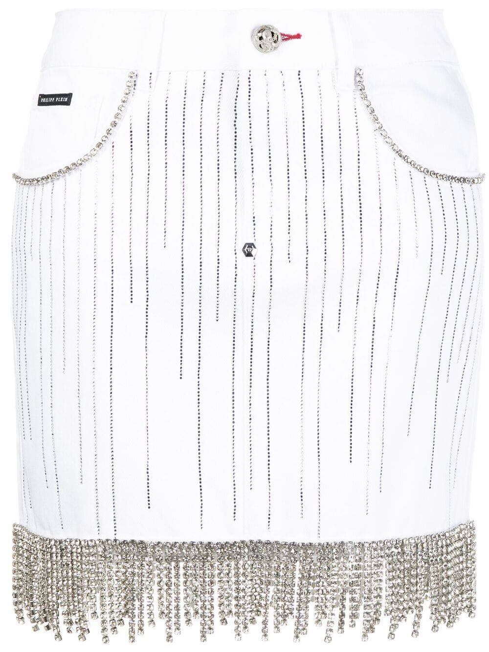 Philipp Plein crystal-embellished denim skirt - White von Philipp Plein