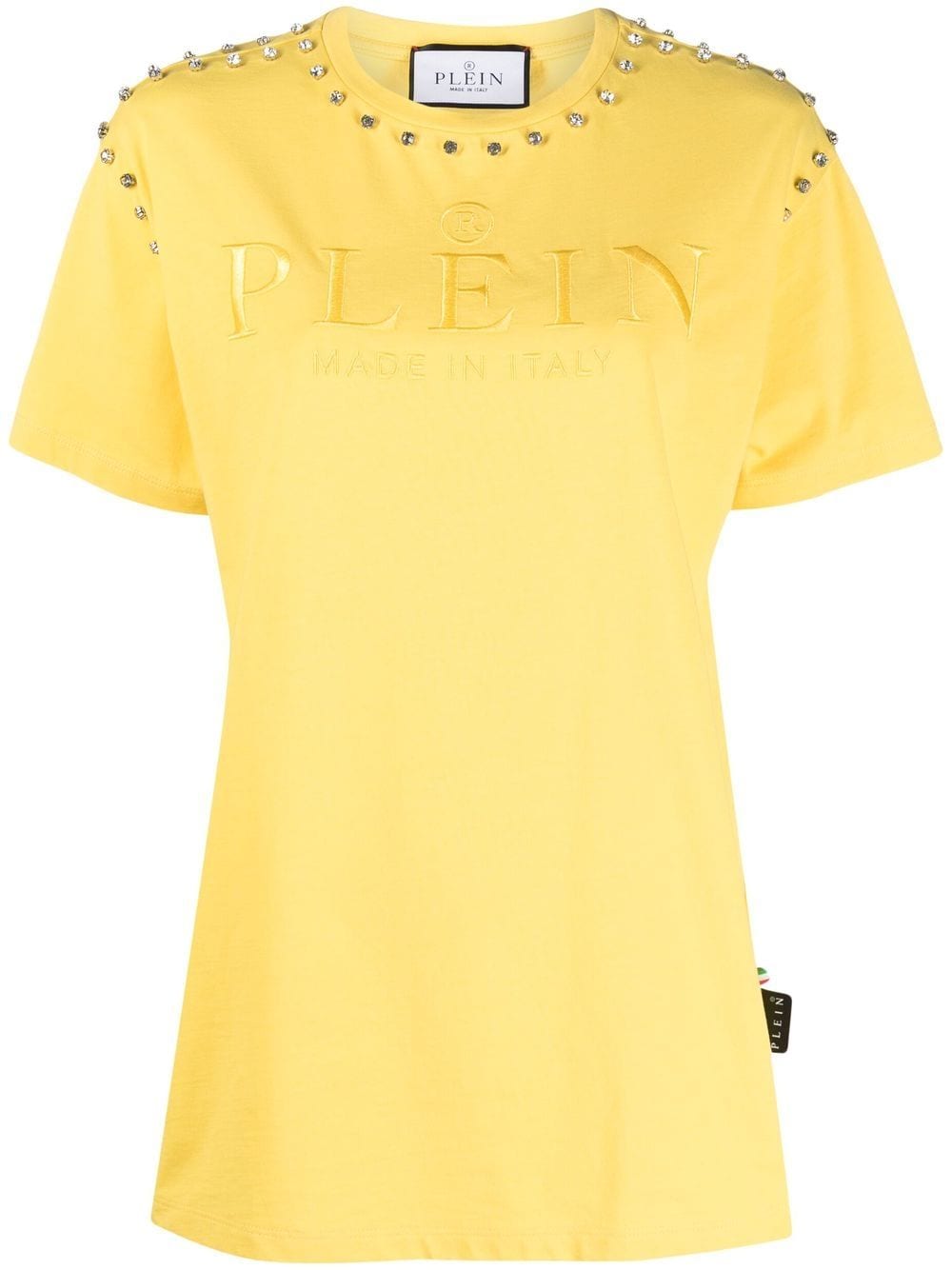 Philipp Plein crystal-embellished logo-embroidered T-shirt - Yellow von Philipp Plein