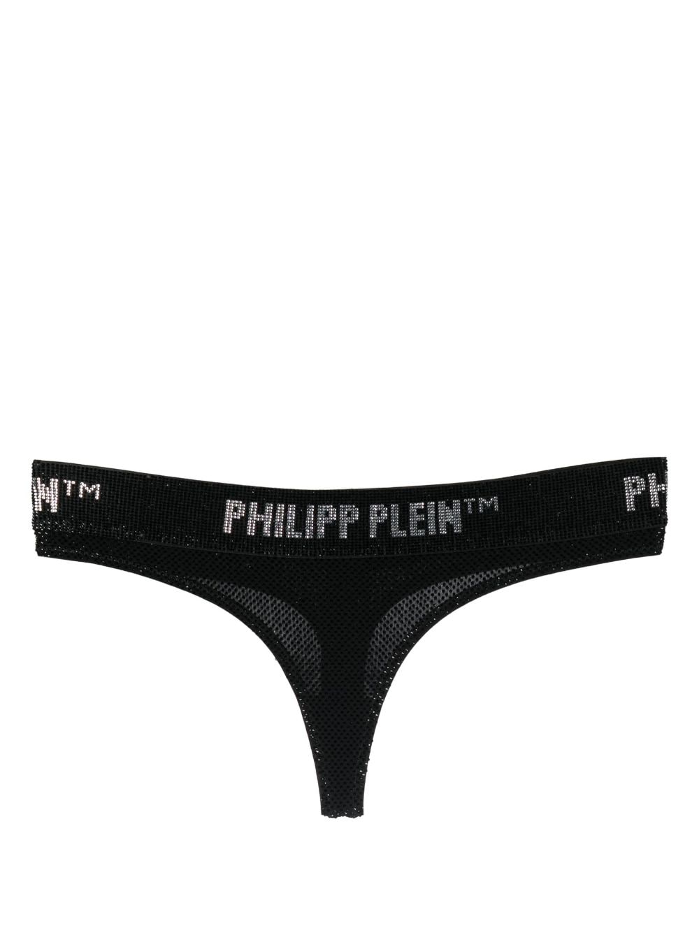 Philipp Plein crystal-embellished logo thong - Black von Philipp Plein