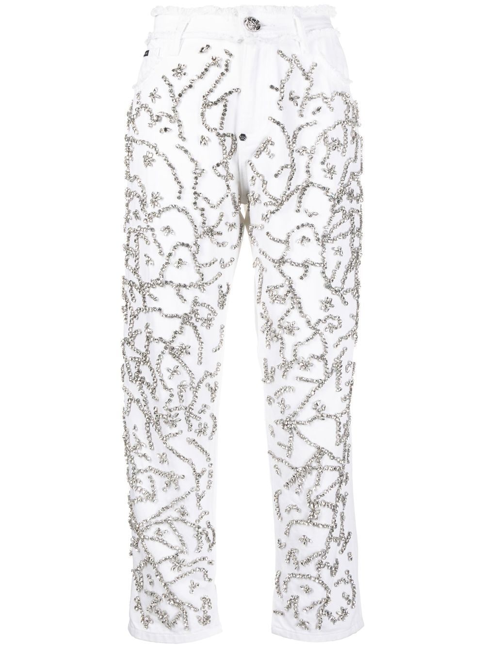 Philipp Plein crystal-embellished mom-cut leg jeans - White von Philipp Plein