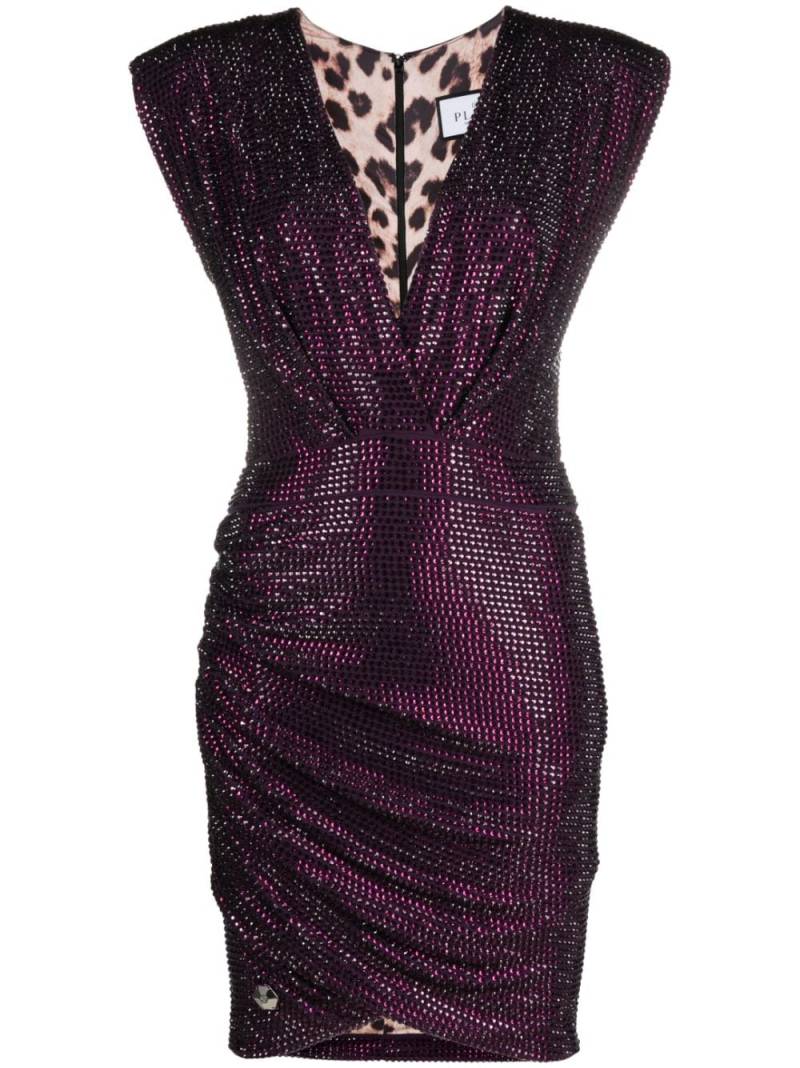 Philipp Plein crystal-embellished padded mini dress - Purple von Philipp Plein