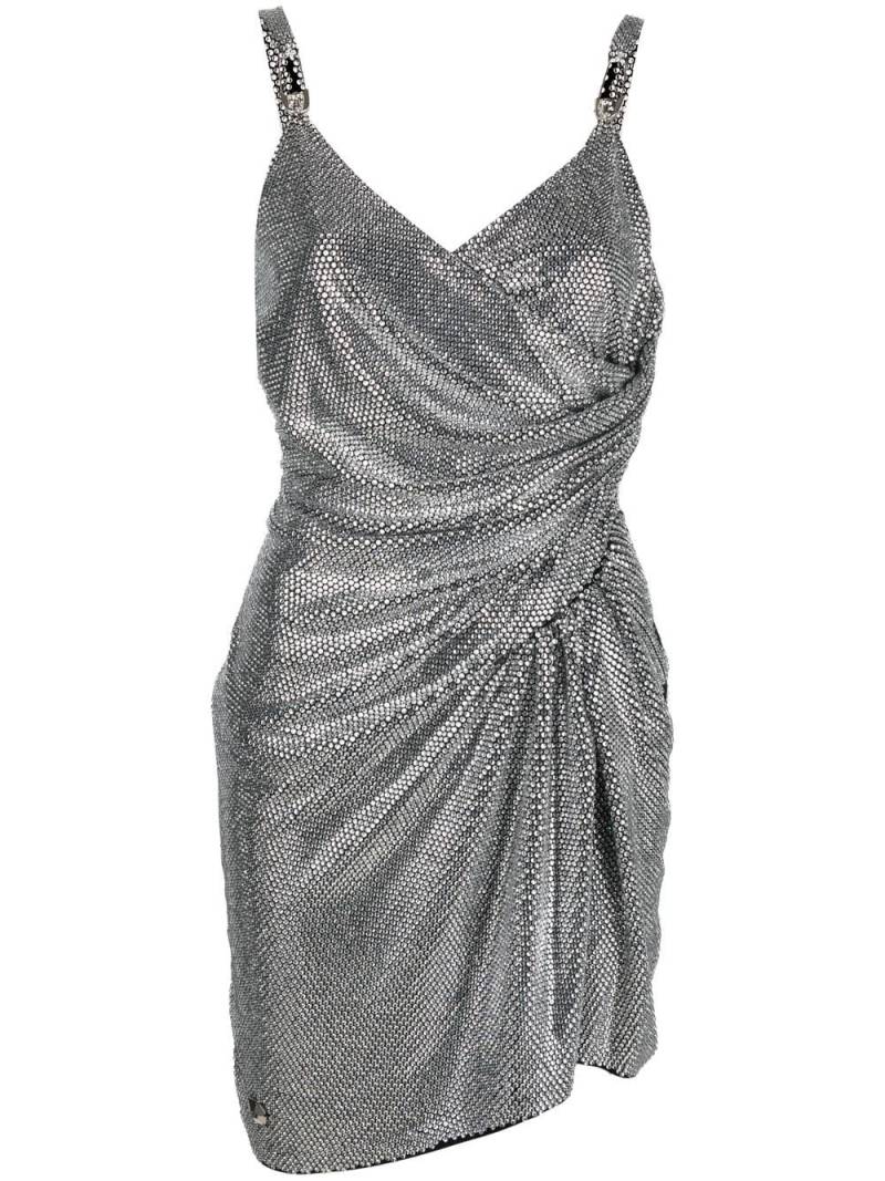 Philipp Plein crystal-embellished ruched mini dress - Grey von Philipp Plein