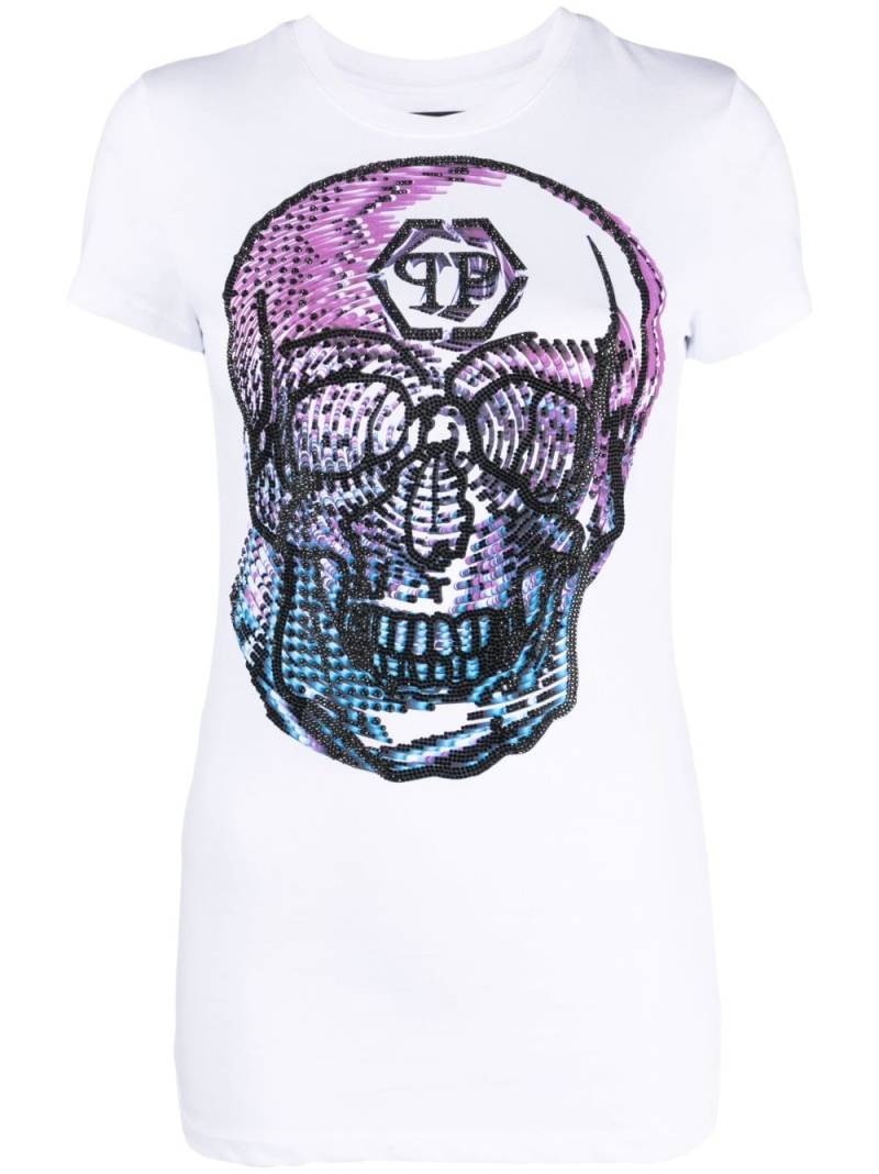Philipp Plein crystal-embellished skull-print T-shirt - White von Philipp Plein