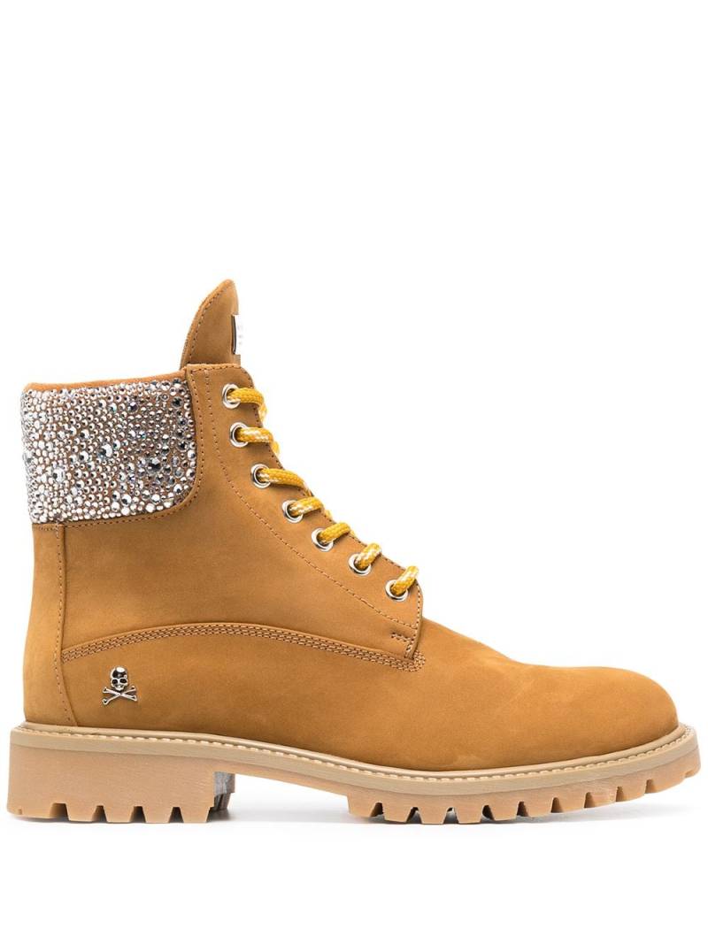 Philipp Plein crystal-embellished suede boots - Neutrals von Philipp Plein