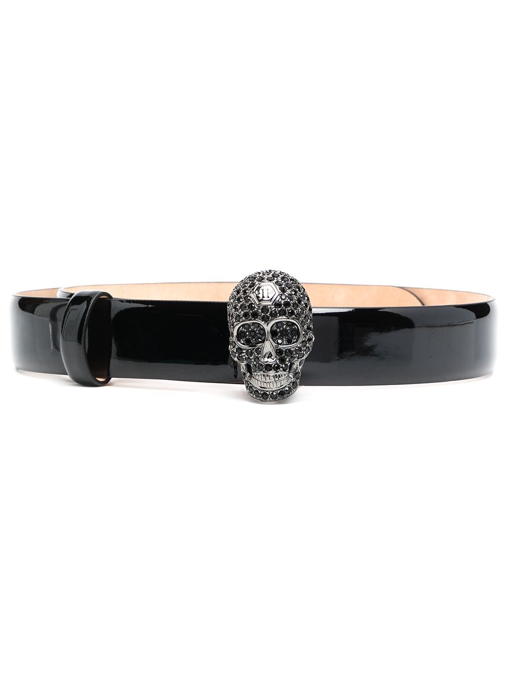 Philipp Plein crystal-skull patent leather belt - Black von Philipp Plein