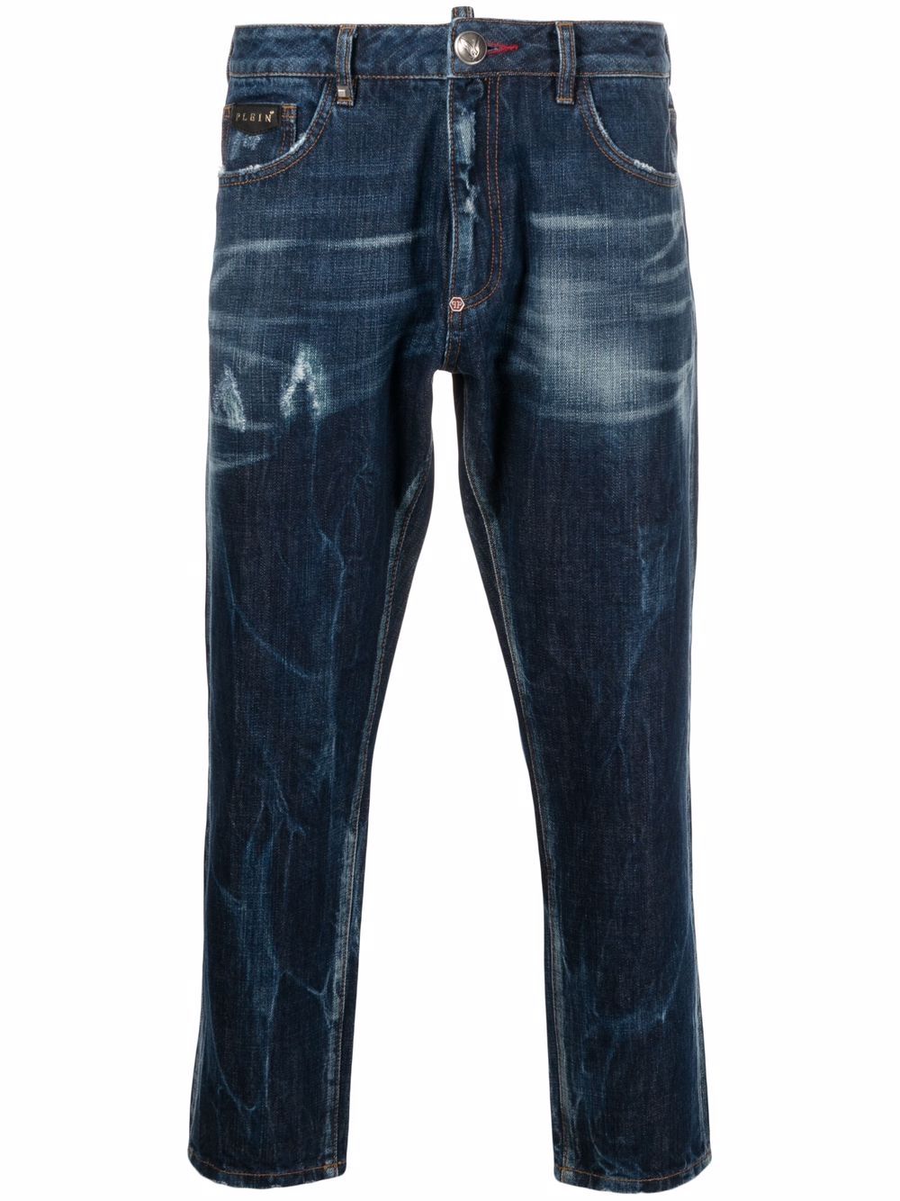 Philipp Plein distressed-effect cropped jeans - Blue von Philipp Plein