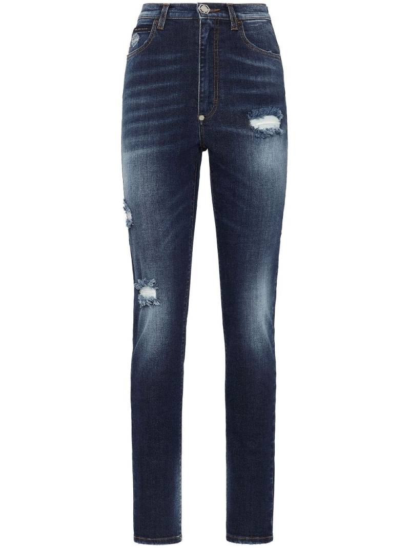 Philipp Plein distressed-effect high-waisted jeggins - Blue von Philipp Plein