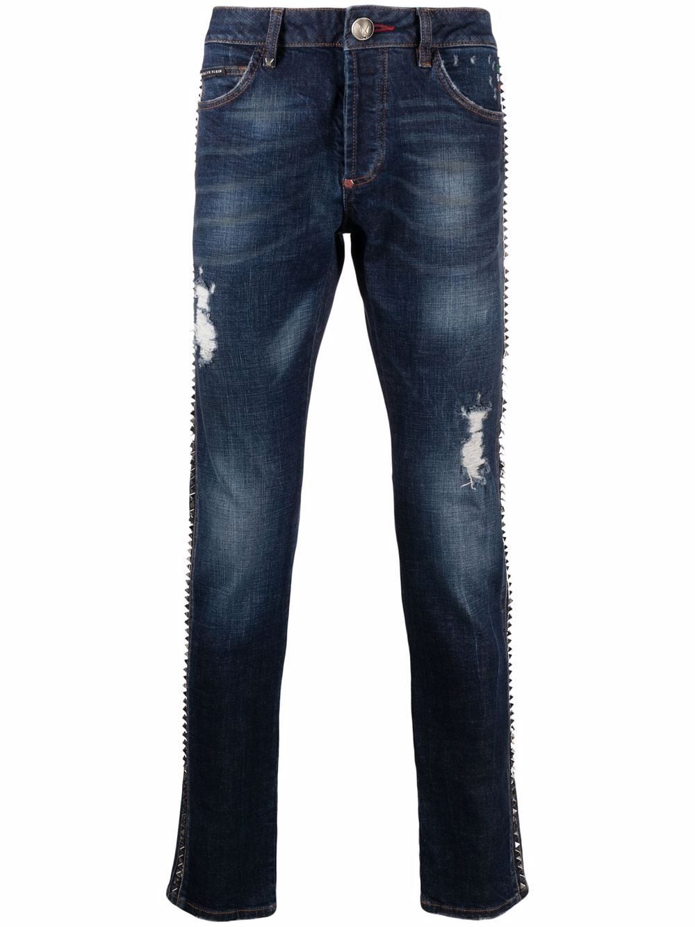 Philipp Plein distressed straight-leg jeans - Blue von Philipp Plein