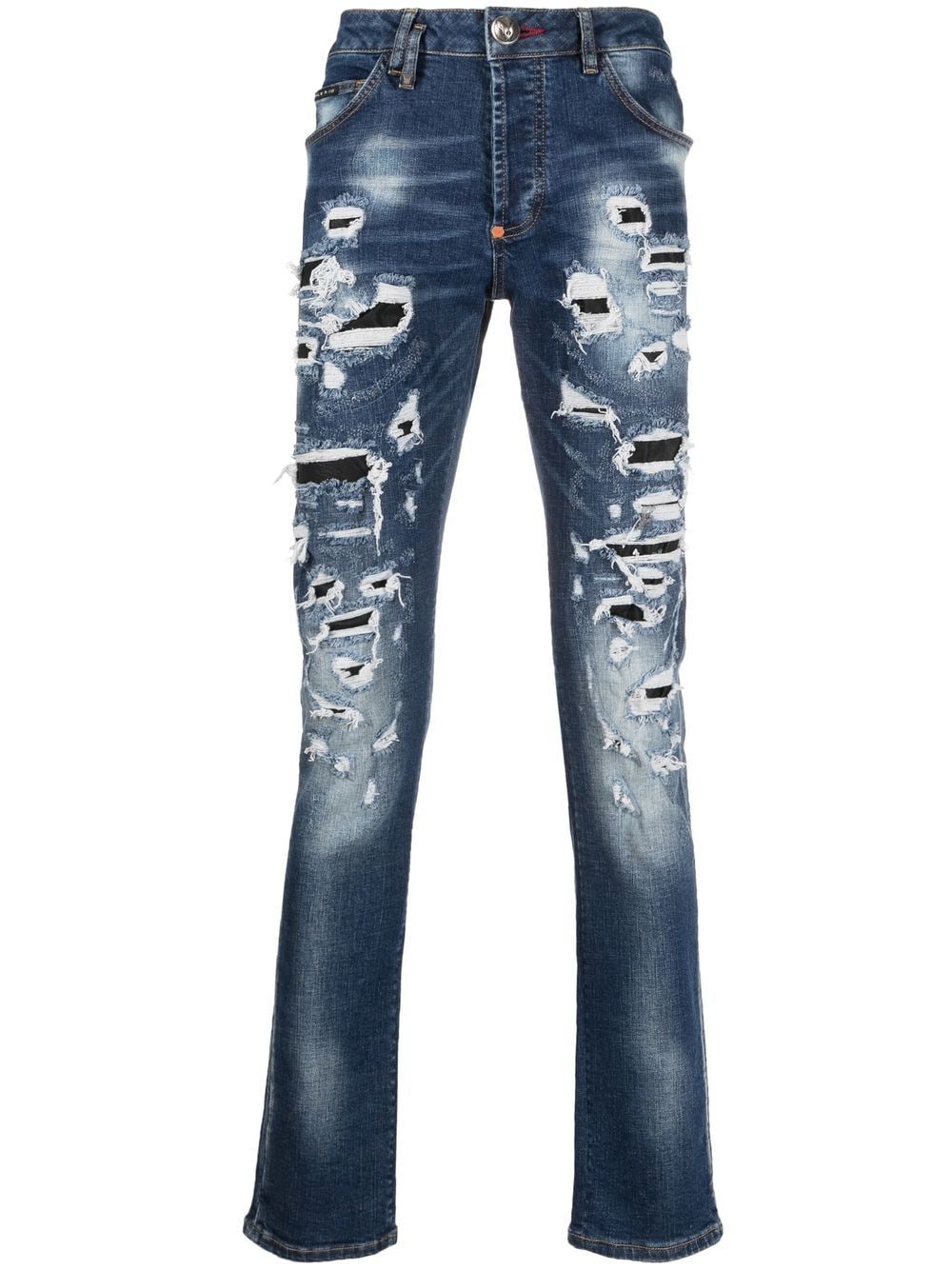 Philipp Plein distressed straight-leg jeans - Blue von Philipp Plein