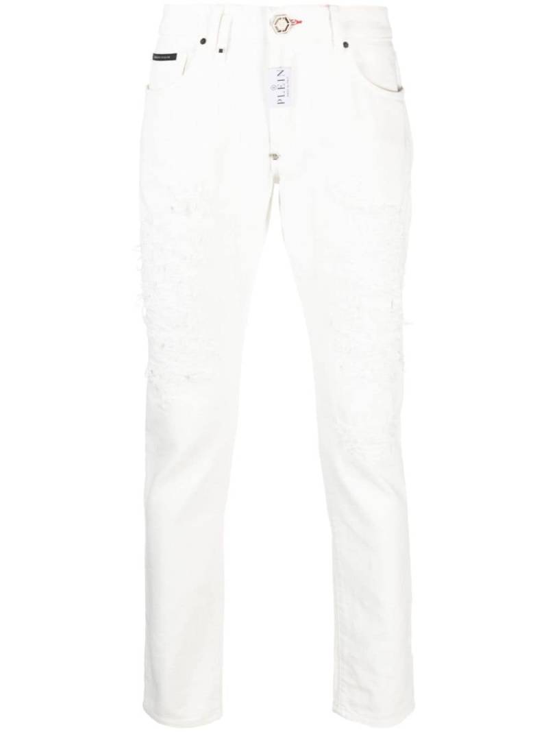 Philipp Plein distressed straight-leg jeans - White von Philipp Plein
