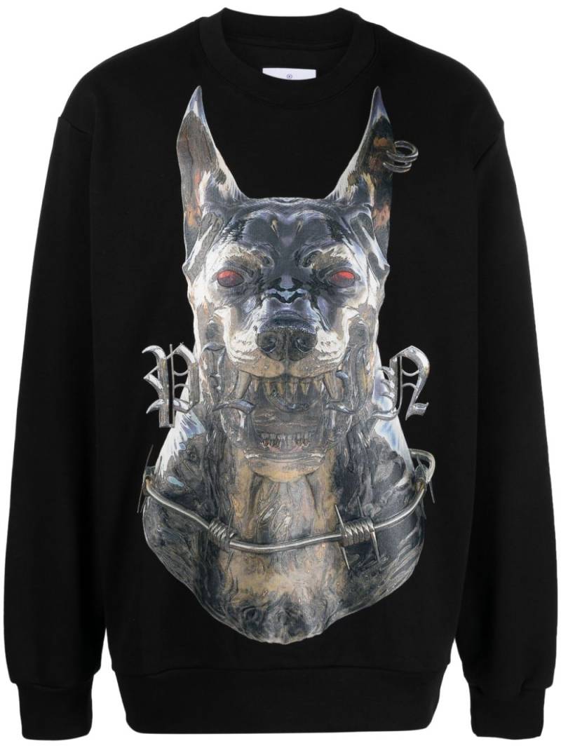 Philipp Plein dog-print cotton sweatshirt - Black von Philipp Plein