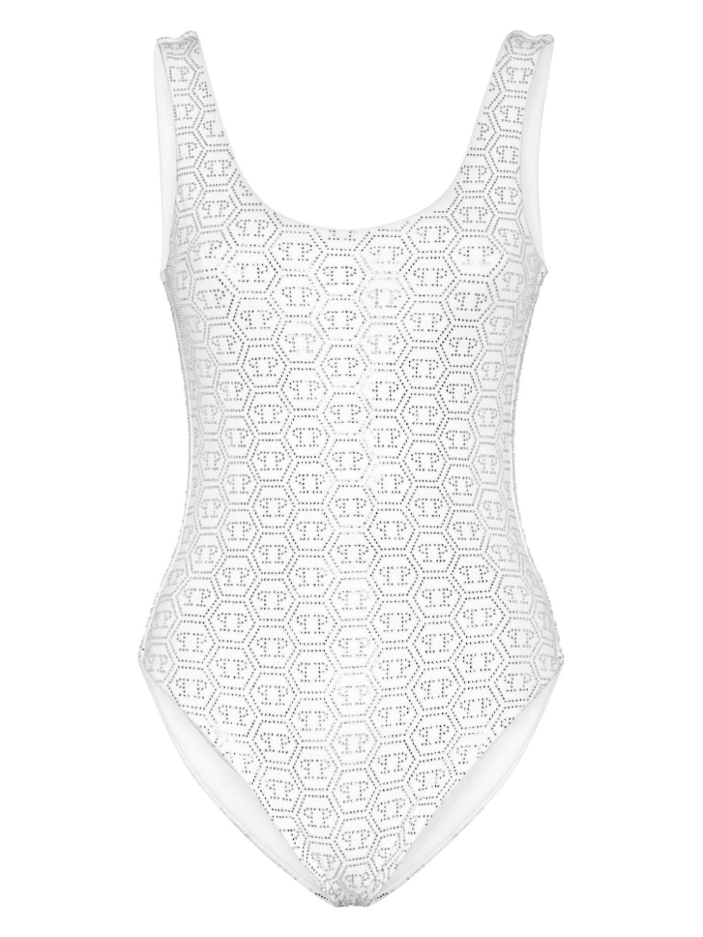 Philipp Plein embellished monogram swimsuit - White von Philipp Plein