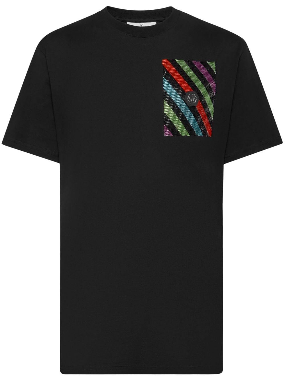 Philipp Plein embellished rainbow stripes T-shirt - Black von Philipp Plein