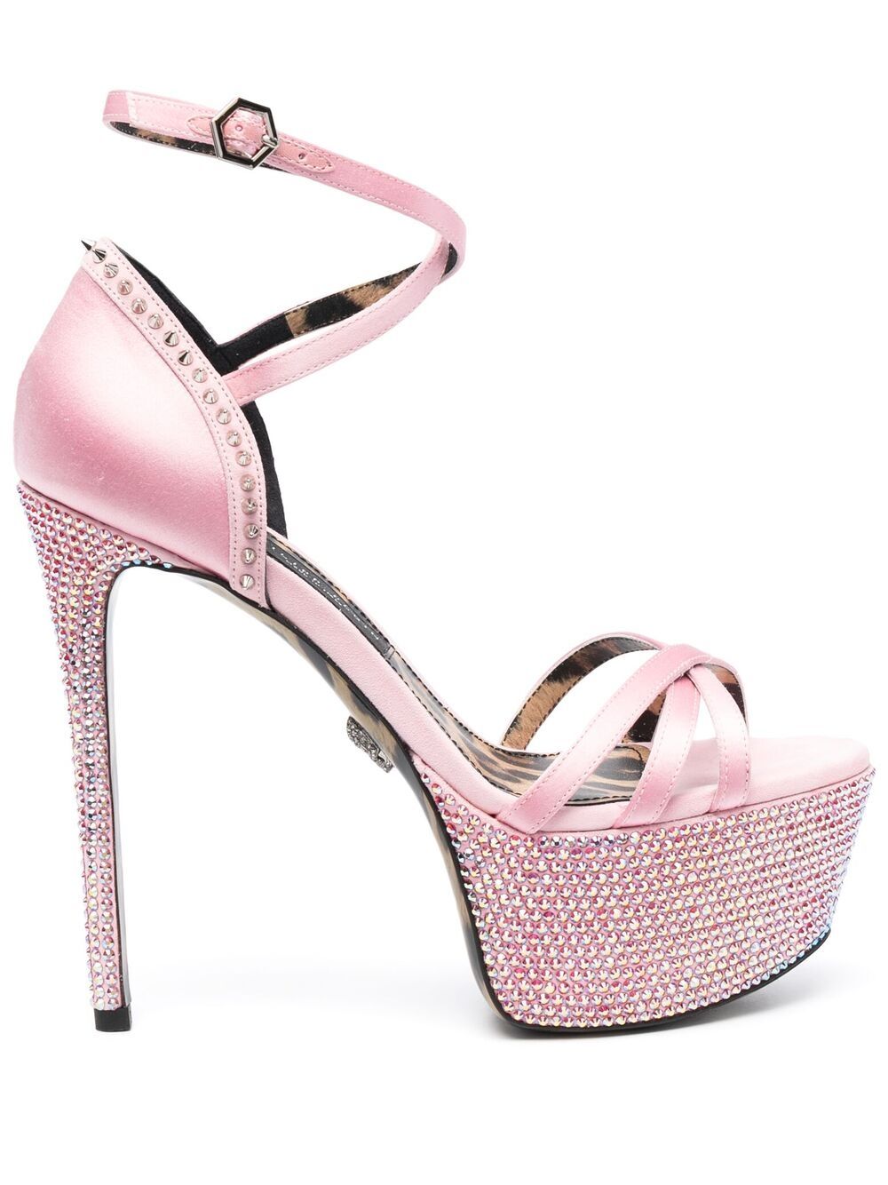 Philipp Plein embellished satin platform sandals - Pink von Philipp Plein