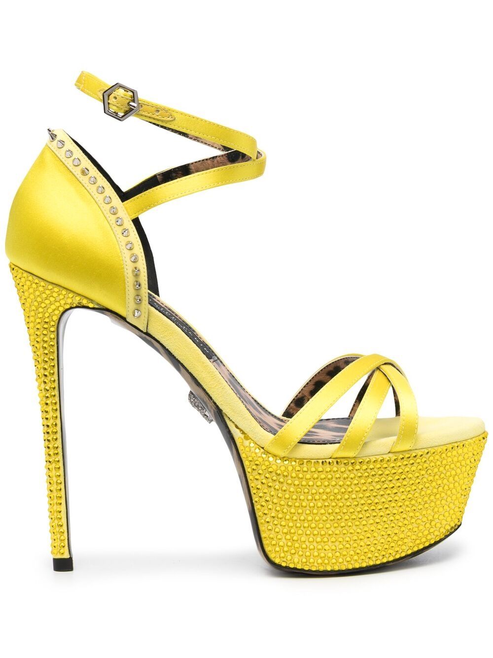 Philipp Plein embellished satin platform sandals - Yellow von Philipp Plein
