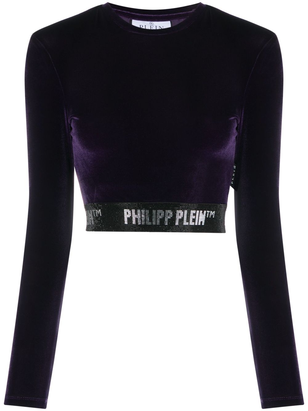 Philipp Plein embellished velvet crop top - Purple von Philipp Plein