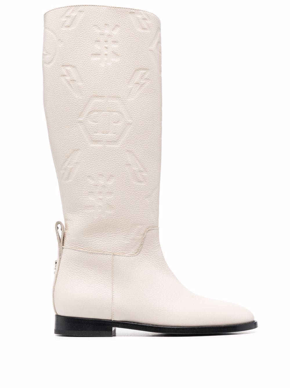 Philipp Plein embossed-logo knee-high boots - Neutrals von Philipp Plein