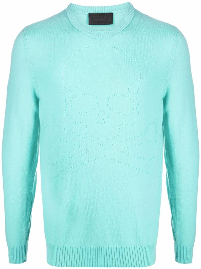 Philipp Plein fine-knit skull-motif jumper - Blue von Philipp Plein