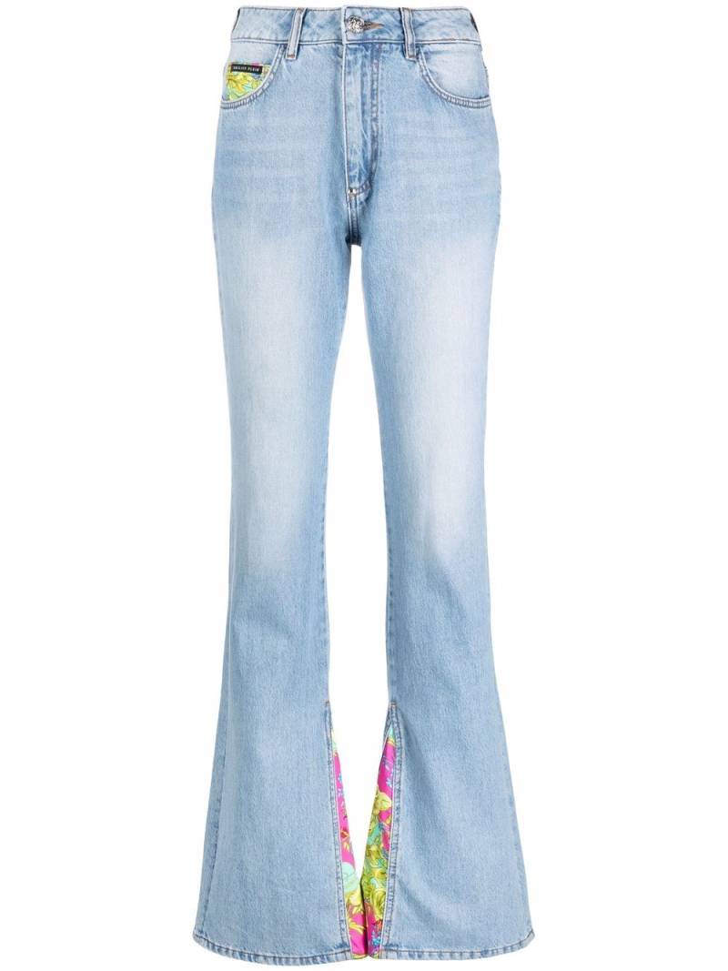 Philipp Plein floral insert flared jeans - Blue von Philipp Plein