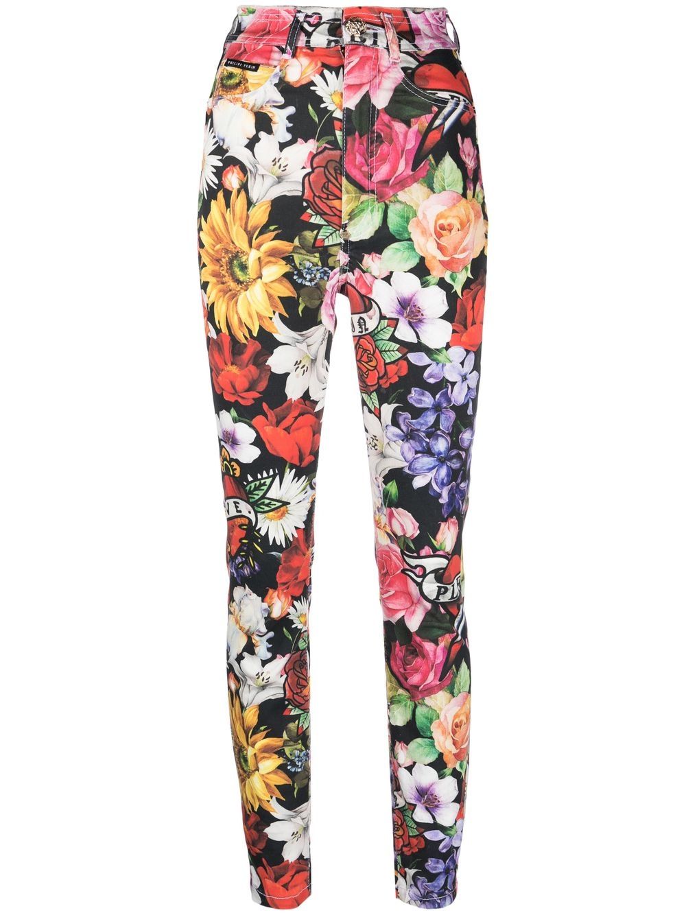 Philipp Plein floral-print denim leggings - Black von Philipp Plein