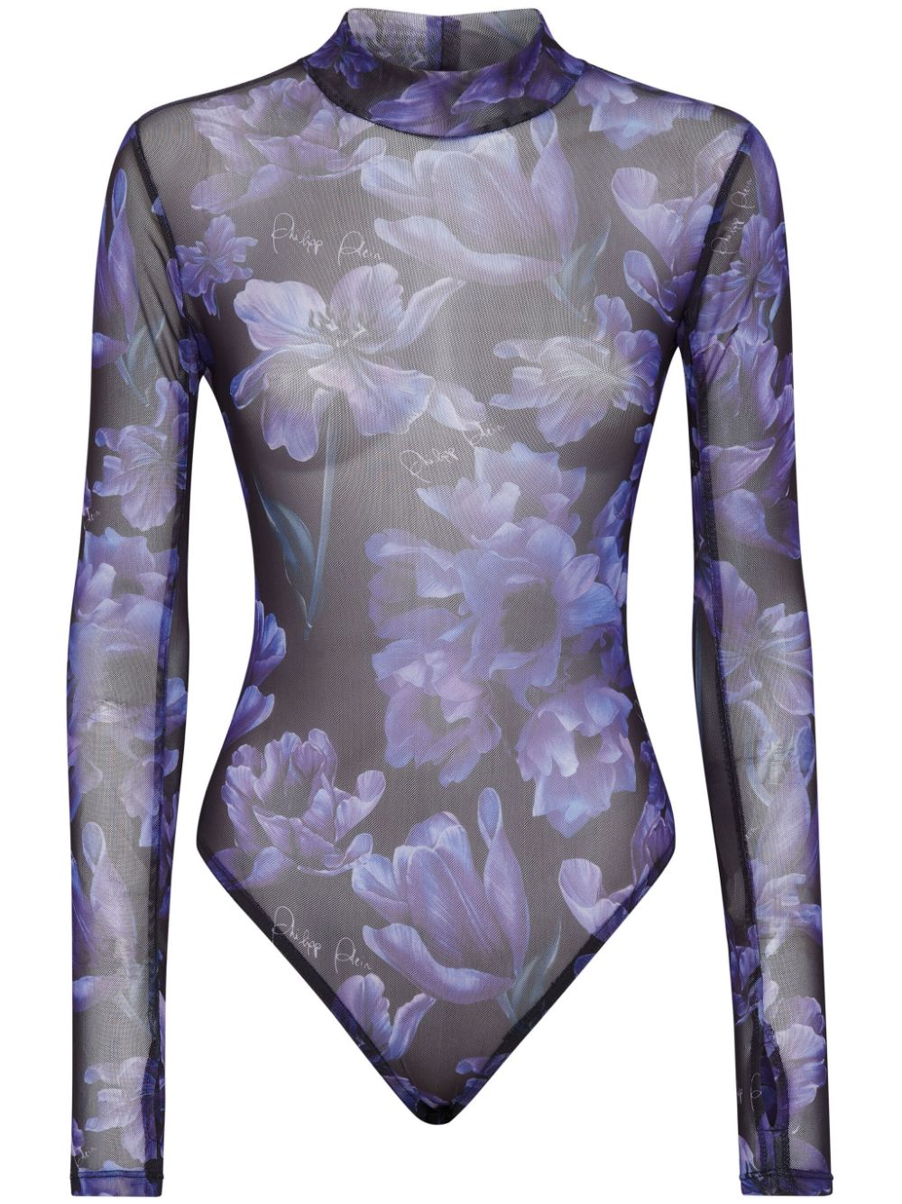 Philipp Plein floral-print long-sleeved bodysuit - Black von Philipp Plein