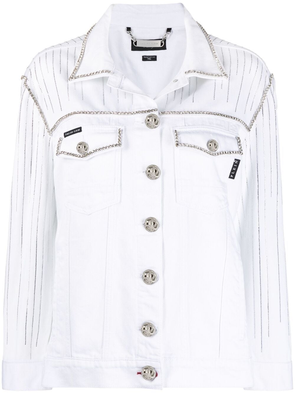 Philipp Plein fringe-detail denim jacket - White von Philipp Plein