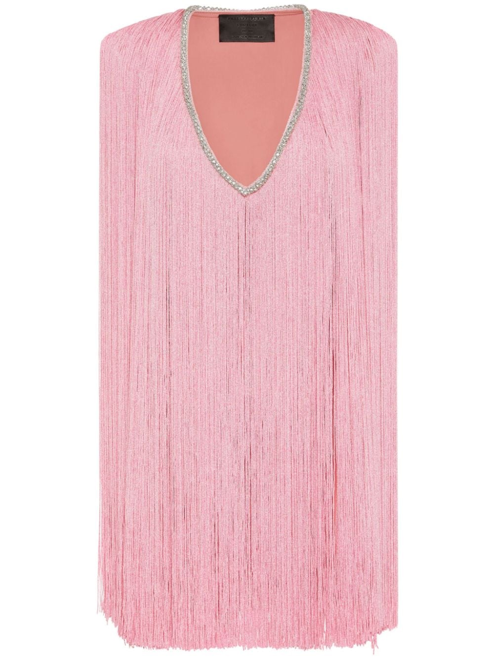Philipp Plein fringed v-neck mini dress - Pink von Philipp Plein