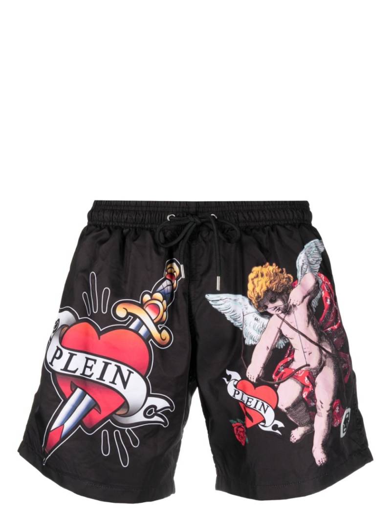 Philipp Plein graffiti-print drawstring-waist swim shorts - Black von Philipp Plein