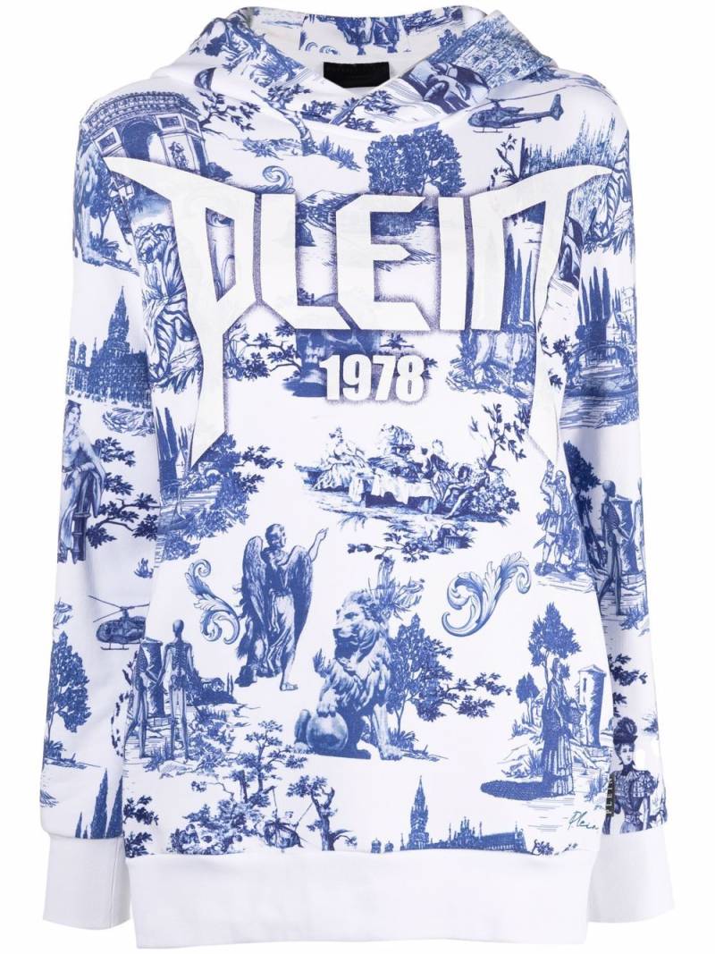 Philipp Plein graphic-print cotton hoodie - White von Philipp Plein