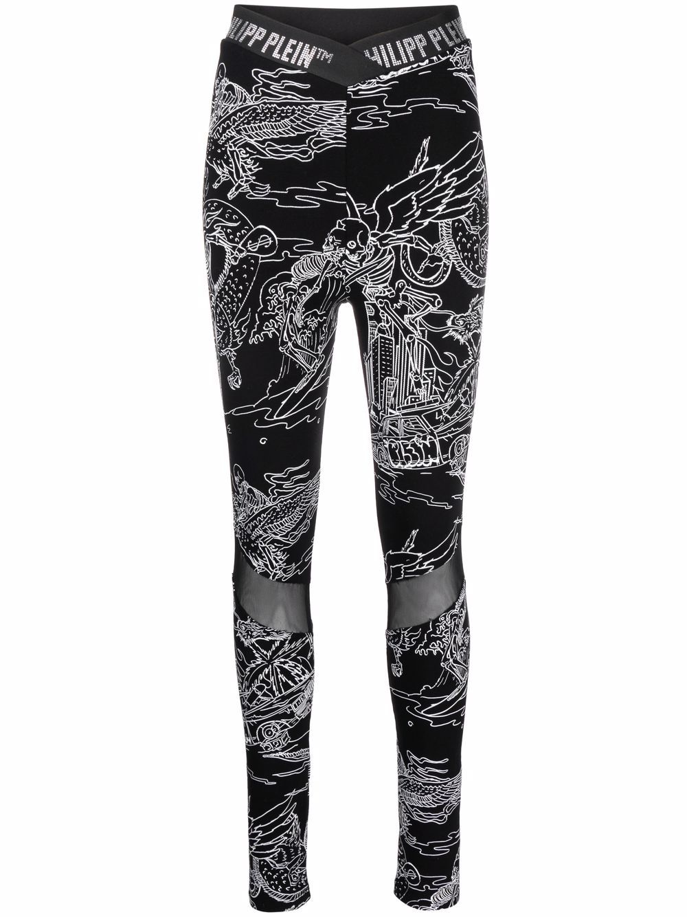 Philipp Plein high-waist tattoo-print leggings - Black von Philipp Plein