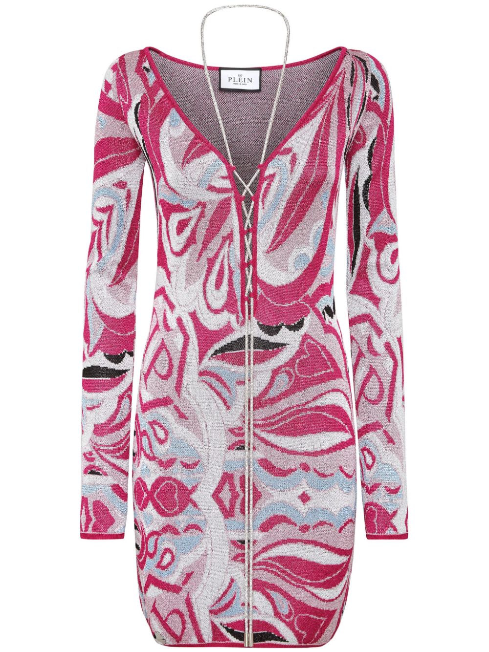 Philipp Plein intarsia-knit crystal-stripe minidress - Pink von Philipp Plein
