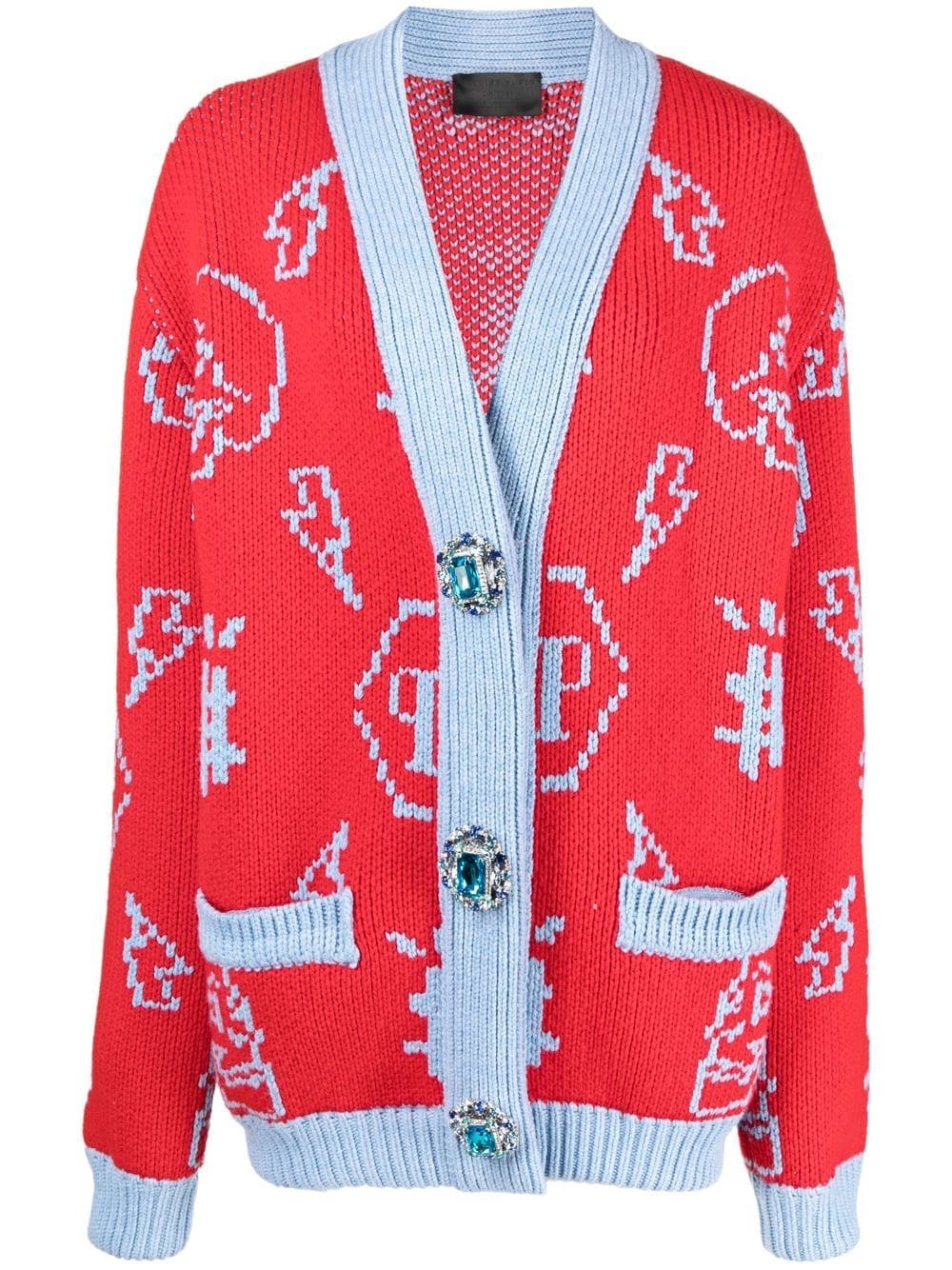 Philipp Plein jacquard logo cardigan - Red von Philipp Plein