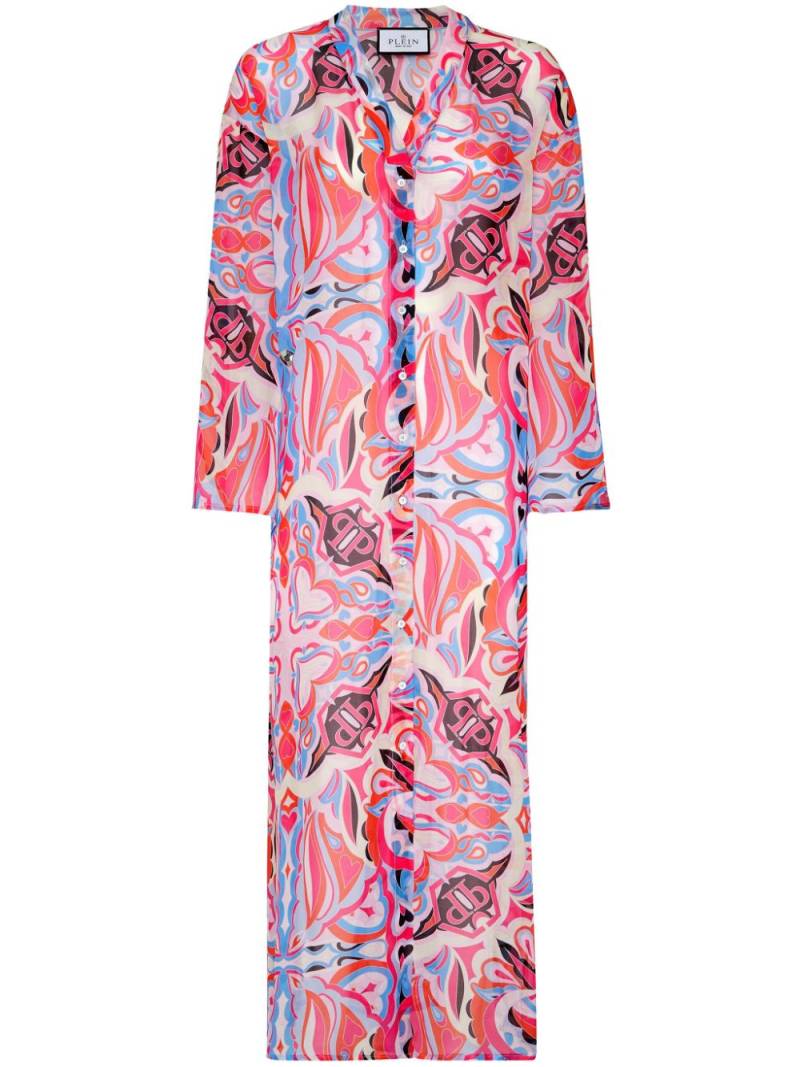 Philipp Plein kaleidoscopic-print silk kaftan - Pink von Philipp Plein