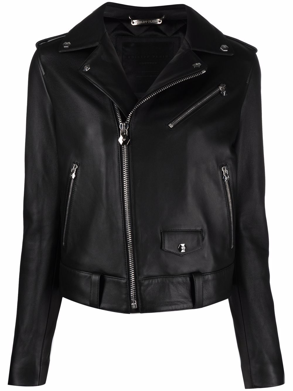 Philipp Plein leather biker jacket - Black von Philipp Plein