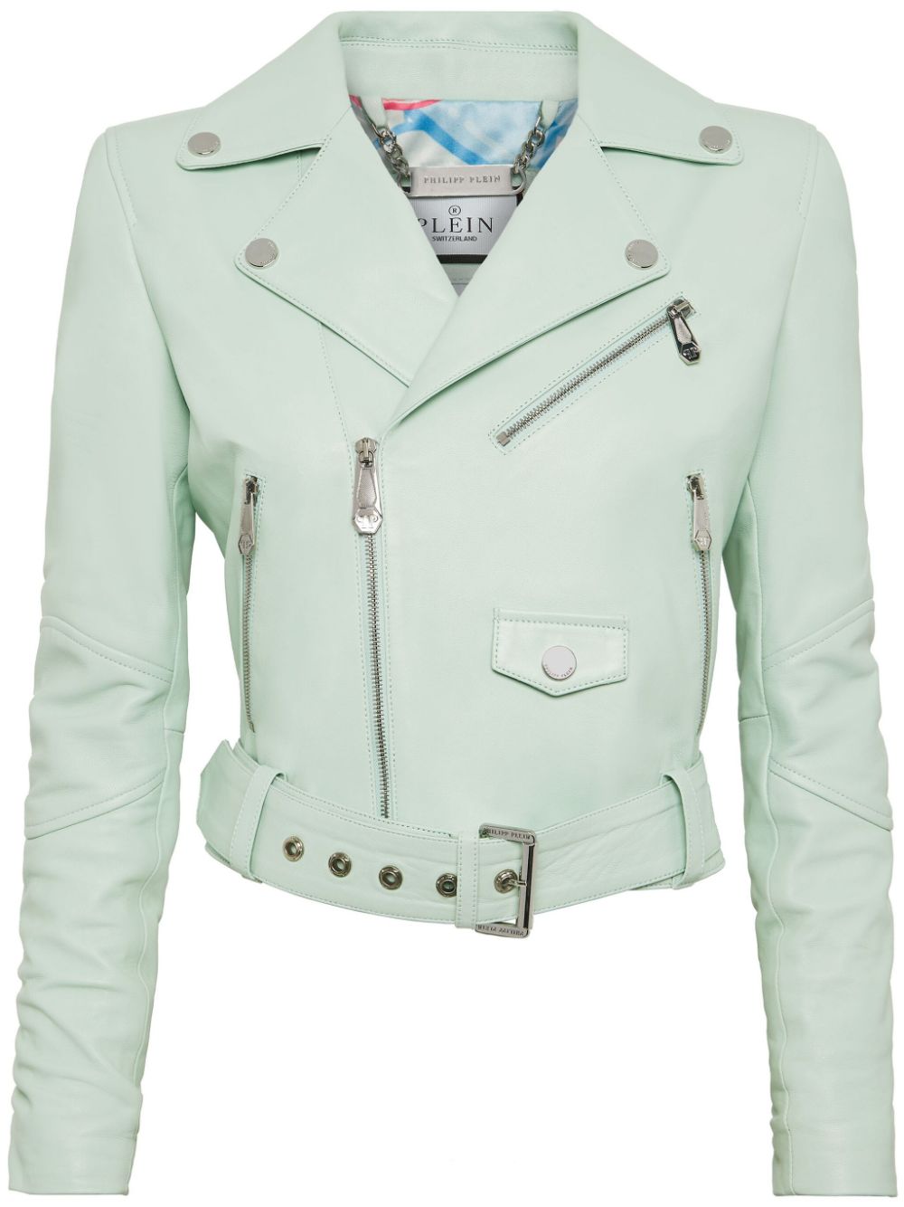 Philipp Plein leather cropped biker jacket - Green von Philipp Plein