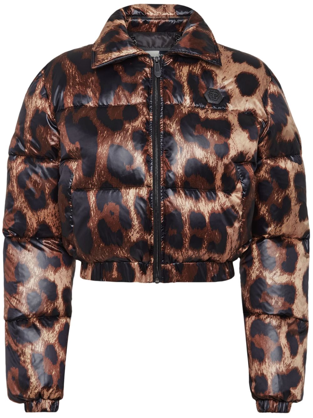 Philipp Plein leopard-print quilted down jacket - Brown von Philipp Plein