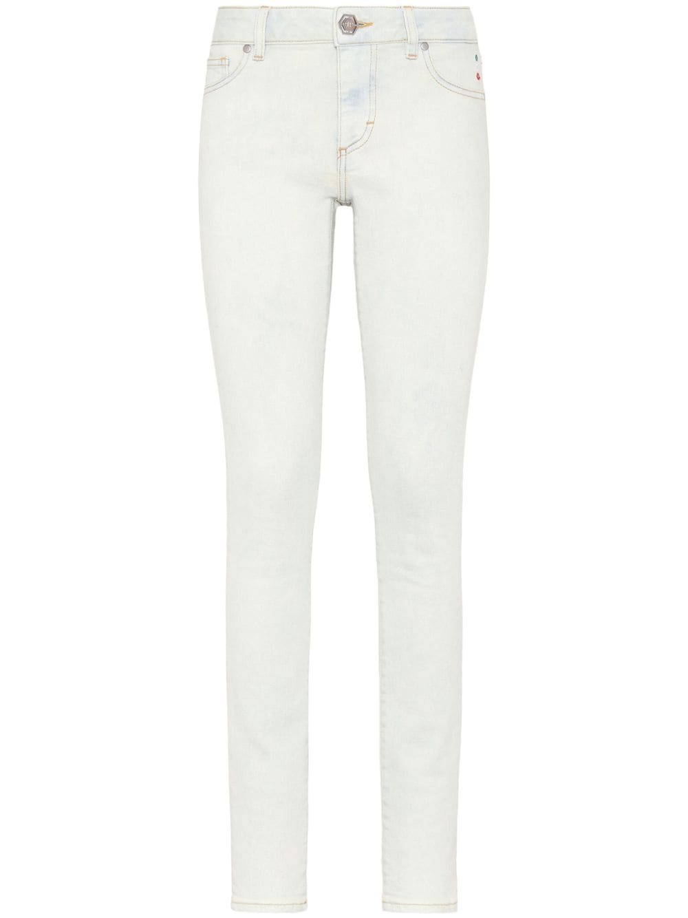 Philipp Plein logo-appliqué denim leggings - White von Philipp Plein