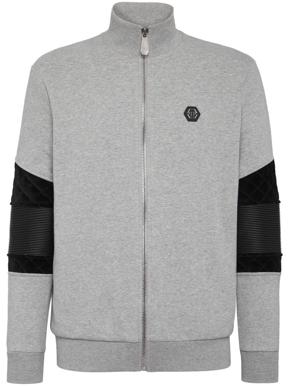 Philipp Plein logo appliqué jersey jacket - Grey von Philipp Plein