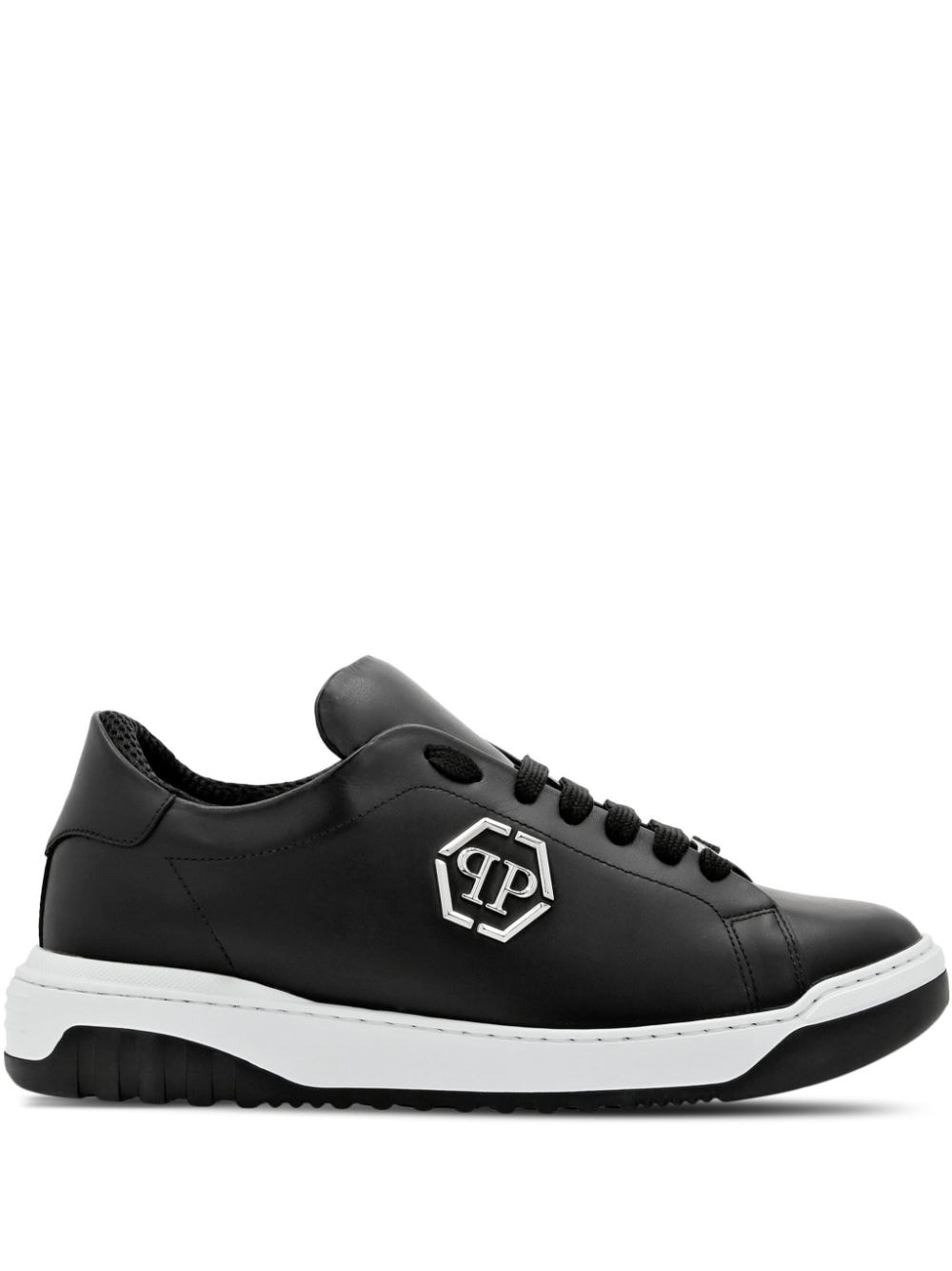 Philipp Plein logo-appliqué leather sneakers - Black von Philipp Plein
